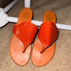 Hermes Orange Leather H Sandal Flip Flop Shoe size 39